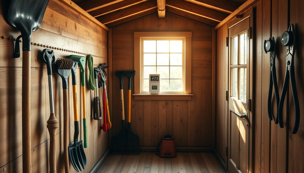 Raumklima Kontrolle im Gartenhaus für optimale Werkzeuglagerung