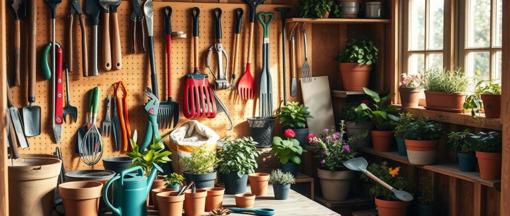 Werkzeug im Gartenhaus